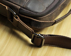 Fashion Brown Leather Mens Small Vertical Side Bag Messenger Bag Tablet Bag For Men - imessengerbags