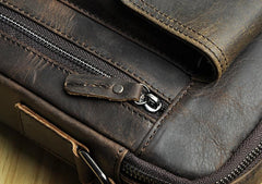 Fashion Brown Leather Mens Small Vertical Side Bag Messenger Bag Tablet Bag For Men - imessengerbags