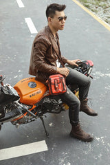 Fashion Brown Leather Mens Small Vertical Side Bag Messenger Bag Tablet Bag For Men - imessengerbags