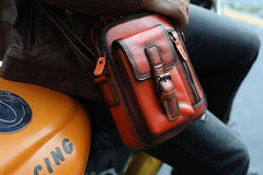 Fashion Brown Leather Mens Small Vertical Side Bag Messenger Bag Tablet Bag For Men - imessengerbags