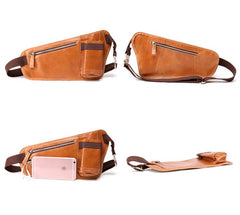 Vintage Cool Brown Leather Men's Chest Bag Sling Bag One Shoulder Backpack For Men - imessengerbags