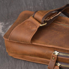 Vintage Brown Leather Men's Chest Bag One Shoulder Backpack Sling Bag For Men - imessengerbags