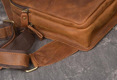 Vintage Brown Leather Men's Chest Bag One Shoulder Backpack Sling Bag For Men - imessengerbags