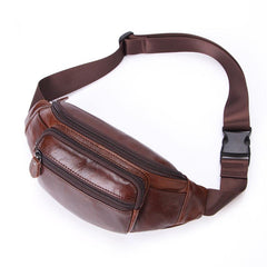 Vintage Leather Brown Men's Fanny Pack Chest Bag Waist Bag For Men - imessengerbags