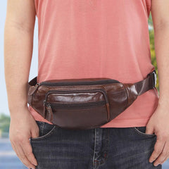 Vintage Leather Brown Men's Fanny Pack Chest Bag Waist Bag For Men - imessengerbags