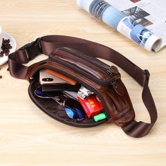 Vintage Leather Brown Men's Fanny Pack Chest Bag Waist Bag For Men - imessengerbags