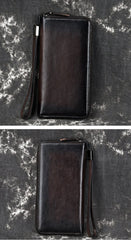 Handmade Leather Men's Zipper Long Wallet Clutch Wallet Wristlet Wallet For Men - imessengerbags