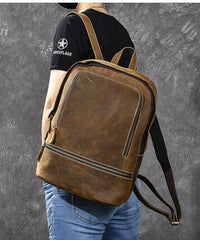 Vintage Leather Men's 13inch Computer Backpack Travel Backpack For Men - imessengerbags
