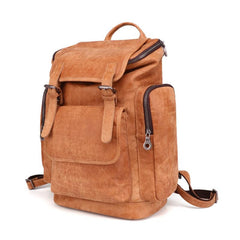 Trendy Brown Leather Men's 15'' Laptop Backpack Travel Backpack School Backpack For Men - imessengerbags