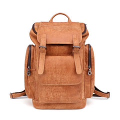 Trendy Brown Leather Men's 15'' Laptop Backpack Travel Backpack School Backpack For Men - imessengerbags