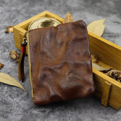 Vintage Brown Leather Men's Coin Wallet Black Small billfold Wallet For Men - imessengerbags