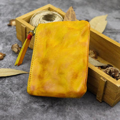 Vintage Brown Leather Men's Coin Wallet Black Small billfold Wallet For Men - imessengerbags