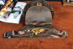 Cool Dark Brown Leather Mens Drop Leg Bag Belt Pouch Small Side Bag Shoulder Bag For Men - imessengerbags