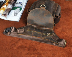 Cool Dark Brown Leather Mens Drop Leg Bag Belt Pouch Small Side Bag Shoulder Bag For Men - imessengerbags