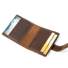 VINTAGE BROWN LEATHER MEN'S FRONT POCKET WALLETs Dark Brown SLIM CARD billfold WALLET SMALL WALLET FOR MEN - imessengerbags