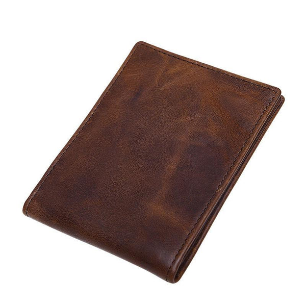Vinatge Leather Small Mens License Wallet Bifold Card Wallet for Men - imessengerbags