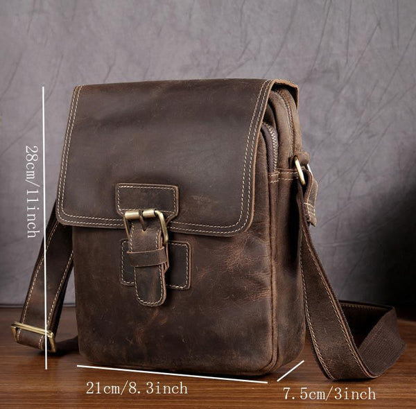 Vintage Leather Small Messenger Bag Shoulder Bag For Men - imessengerbags