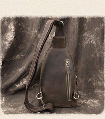 Black Leather Sling Backpack Mens Sling Pack Coffee Leather Sling Bag For Men