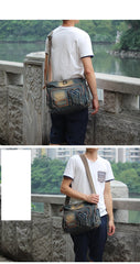 Denim Blue Mens Casual Side Bag Messenger Bag Jean Blue Postman Bags Courier Bag For Men