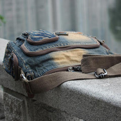 Denim Blue Mens Casual Side Bag Messenger Bag Jean Blue Postman Bags Courier Bag For Men