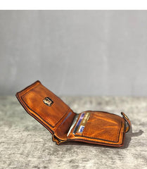 Vintage Handmade Black Leather Mens billfold Leather Wallet Men Tan Bifold Small Wallets for Men - imessengerbags
