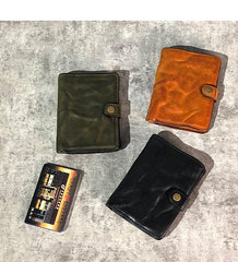 Vintage Handmade Black Leather Mens billfold Leather Wallet Men Tan Bifold Small Wallets for Men - imessengerbags
