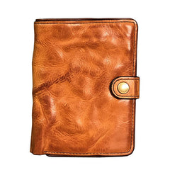 Vintage Handmade Black Leather Mens billfold Leather Wallet Men Tan Bifold Small Wallets for Men - imessengerbags