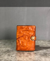 Vintage Handmade Black Leather Mens billfold Leather Wallet Men Tan Bifold Small Wallets for Men - imessengerbags