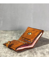 Vintage Handmade Black Leather Mens billfold Leather Wallet Men Tan Bifold Small Wallets for Men - imessengerbags