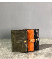 Vintage Handmade Black Leather Mens billfold Leather Wallet Men Tan Bifold Small Wallets for Men - imessengerbags