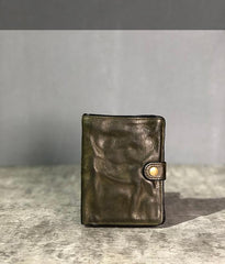 Vintage Handmade Black Leather Mens billfold Leather Wallet Men Tan Bifold Small Wallets for Men - imessengerbags