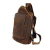 Vintage Large Brown Leather Mens Sling Bag Sling Pack Sling Backpack for Men