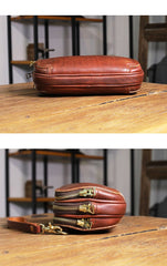 Vintage Leather Mens Clutch Cool Handmade Wallet Triple Zippers Clutch Wristlet Wallet for Men - imessengerbags