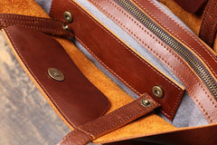 Vintage Mens Womens Leather Large Brown Tote Handbag Shoulder Tote Purse Tote Messenger Bag For Men - imessengerbags