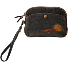 Vintage Womens Black Denim Wristlet Card Purse Denim Wristlet Coin Key Wallet for Women