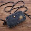 Vintage Womens Black Denim Phone Shoulder Bag Denim Messenger Purse for Women