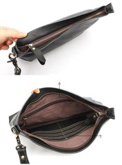 Vintage Black Soft Leather Mens Clutch Wallet Wristlet Bag Zipper Clutch Bag For Men - imessengerbags