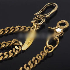 Cool Skull Mens Brass Wallet Chain Key Chain Wallet Gold Chain Pants Chain For Men - imessengerbags