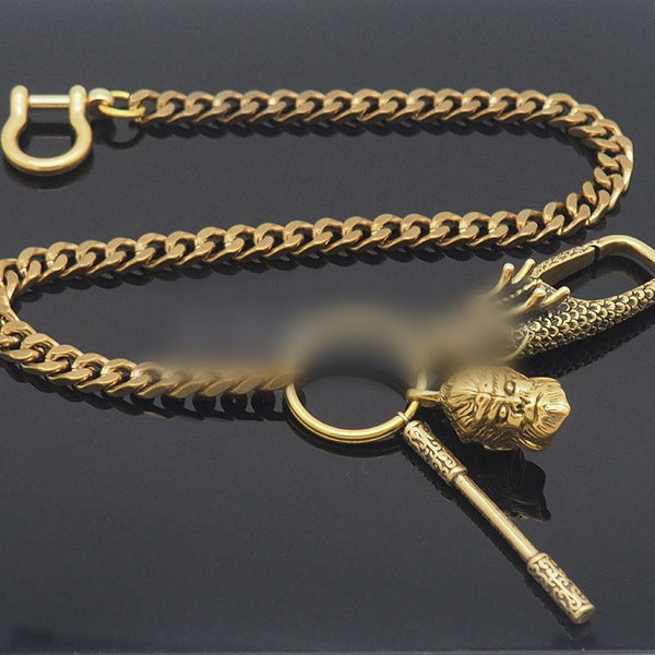 Cool Brass Chain Sun Wukong 18‘’ Key Chain Wallet Chain Pants Chain For Men - imessengerbags