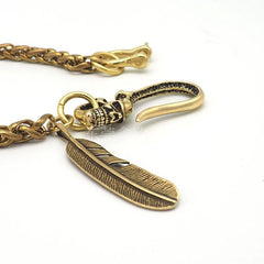 Cool Brass Skull 18'' Biker Wallet Chain Pants Chain Key Chain For Men - imessengerbags