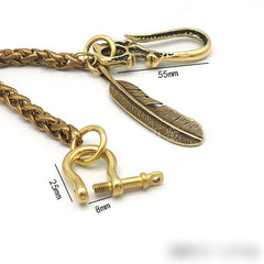 Cool Brass Skull 18'' Biker Wallet Chain Pants Chain Key Chain For Men - imessengerbags