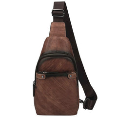 Vintage Brown LEATHER MENS One Shoulder Backpack Cool Chest Bag SLing Bag For Men - imessengerbags