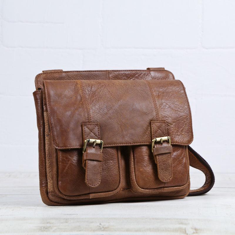 Vintage Brown Cool Leather Mens Messenger Bag Shoulder Bags for Men