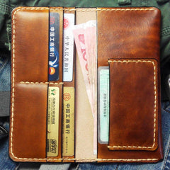 Vintage Brown Leather Bifold Mens Long Wallet Leather Long Wallets for Men - imessengerbags