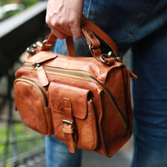 Vintage Brown Leather Mens Messenger Bag Handbag Shoulder Bag for men