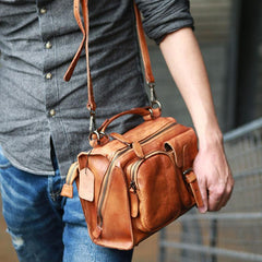 Vintage Brown Leather Mens Messenger Bag Handbag Shoulder Bag for men - imessengerbags