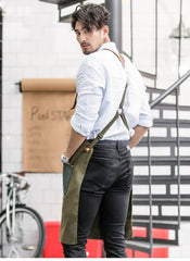 Vintage Canvas Leather Mens Womens Gray Craftsman Apron Cafe Staff Apron Work Apron for Men - imessengerbags