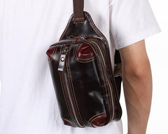 Vintage Coffee Brown LEATHER MENS FANNY PACK FOR MEN BUMBAG Vintage WAIST BAGS