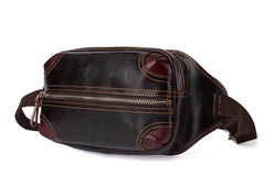 Vintage Coffee Brown LEATHER MENS FANNY PACK FOR MEN BUMBAG Vintage WAIST BAGS