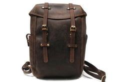 Vintage Coffee Leather Mens Backpack Travel Backpacks Laptop Backpack for men